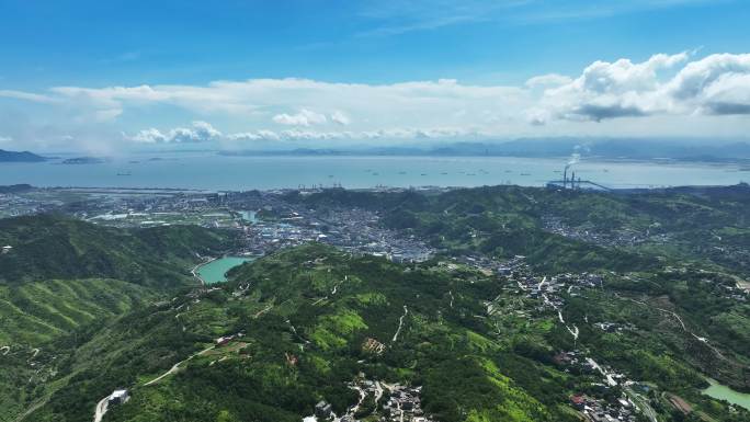 航拍玉环大麦屿街道全貌