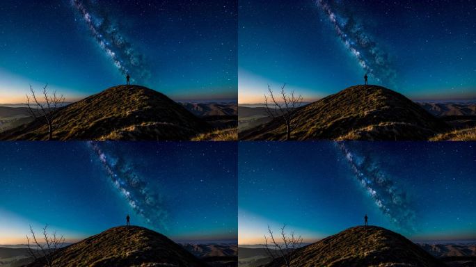 山顶仰望银河星空 孤独的星空守望者