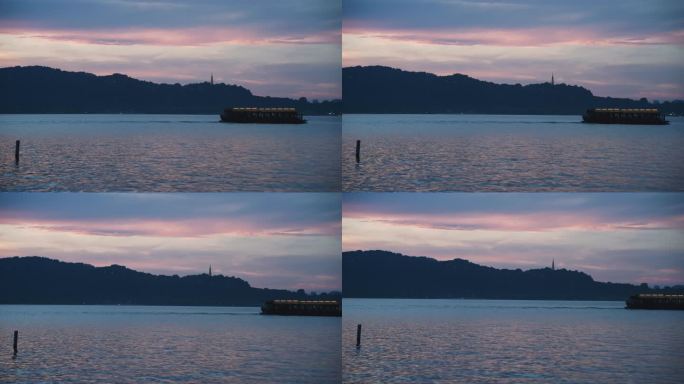 杭州西湖夏季夜景 宝石流霞 宝石山火烧云