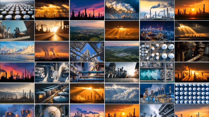 化工厂 炼油厂 天然气 能源工厂烟囱排放