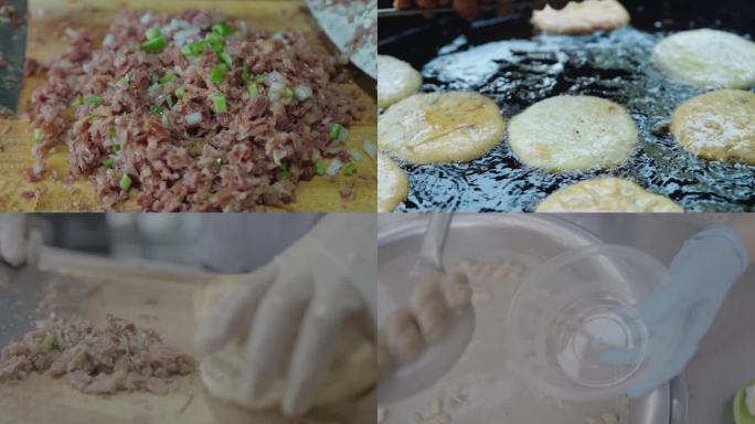 美食烹饪制作肉夹馍油茶炸饼小吃