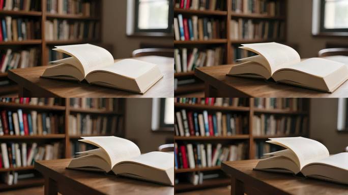 世界读书日打开书本图书馆学习视频