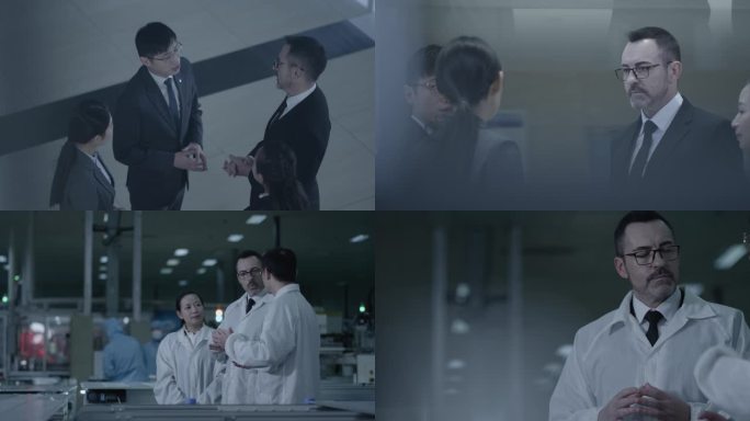 商务人士会谈，商务洽谈，光伏车间交流