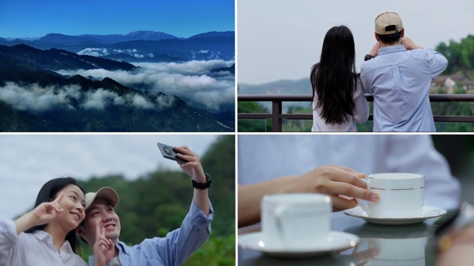 情侣旅游山水间休闲度假