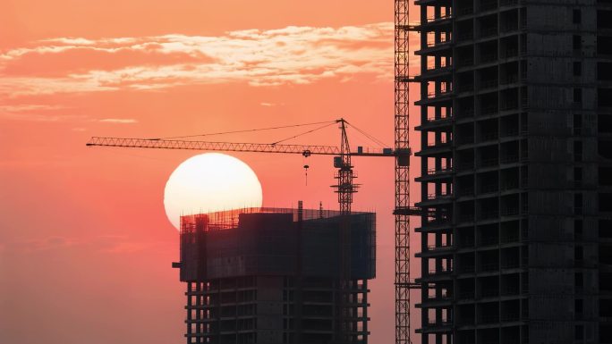 城市建筑施工建设 工人施工作业