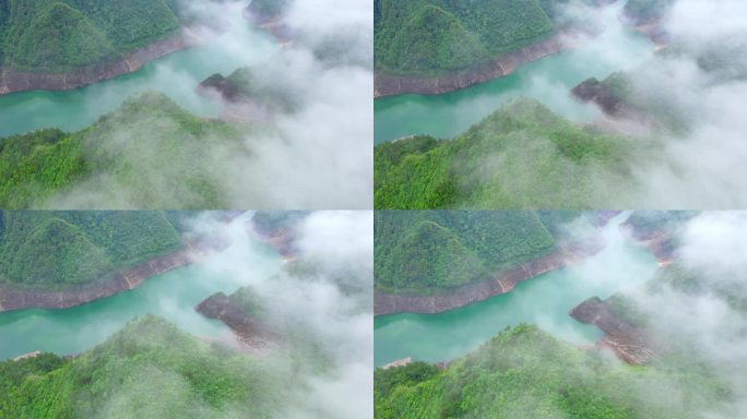 云雾缭绕的山间河流