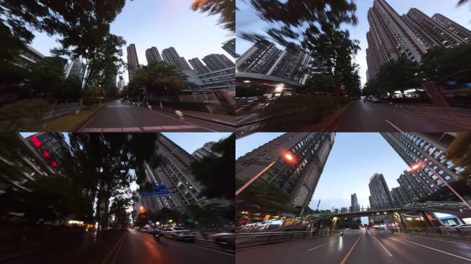 都市夕阳建筑与交通
