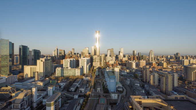 【8K】北京天际线日出金光
