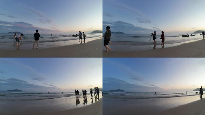 万宁神州半岛日落延时摄影海边沙滩晚霞