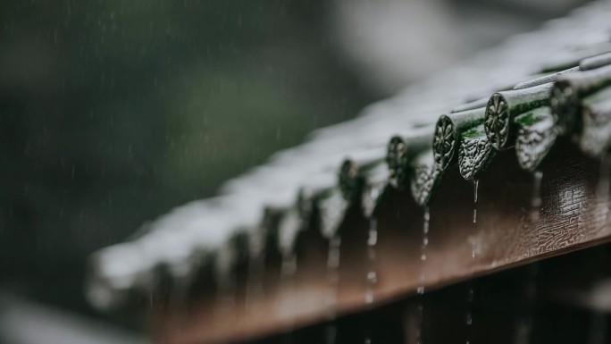 雨景下雨天国风雨中庭院东方意境