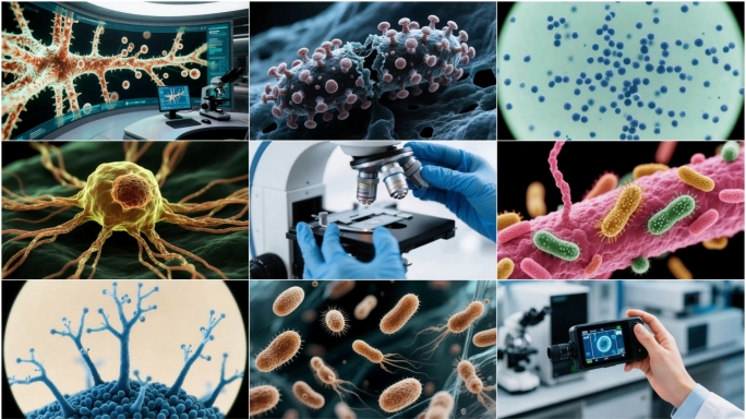 显微镜观测病毒细菌细胞微生物实验室