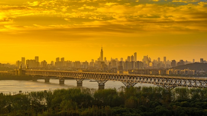 南京长江沿岸城市风光延时摄影航拍宣传片