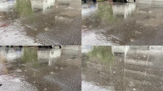 雨后路面水洼倒影