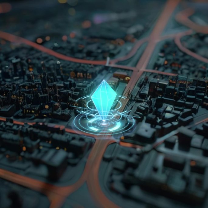 立体水晶循环地图区域城市定位光标坐标