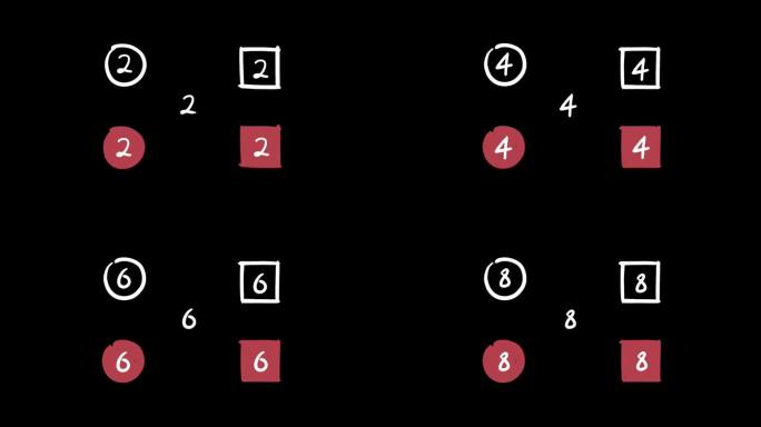 0到9计数动画集，Alfa | 传统逐帧手绘 | 4K分辨率数字