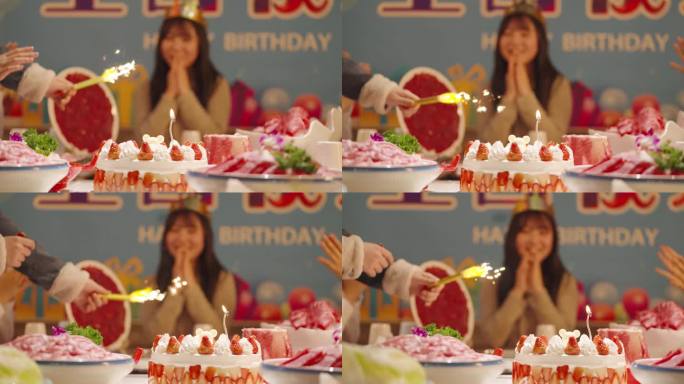 生日蛋糕 生日蜡烛 生日许愿 女孩过生日