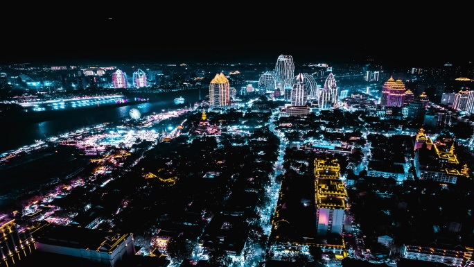 西双版纳告庄夜景延时合集多种调色风格