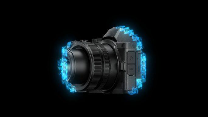 科技感相机产品生长动画水晶生长三维蓝色