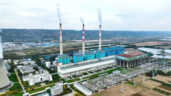 火力发电厂全景航拍