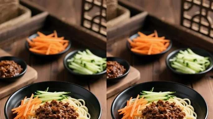 【4K】老北京炸酱面美食特写