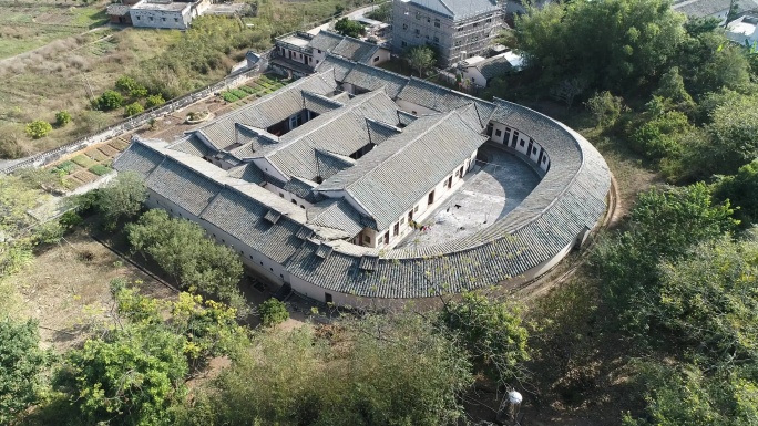 梅州仁寿庄 客家围屋航拍景观