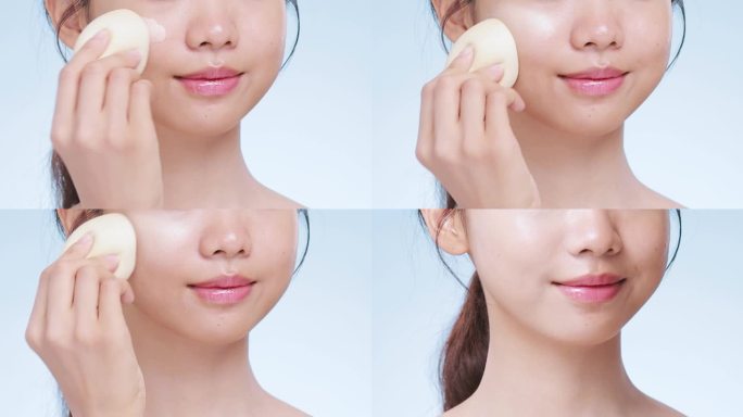 美女上粉底液使用展示