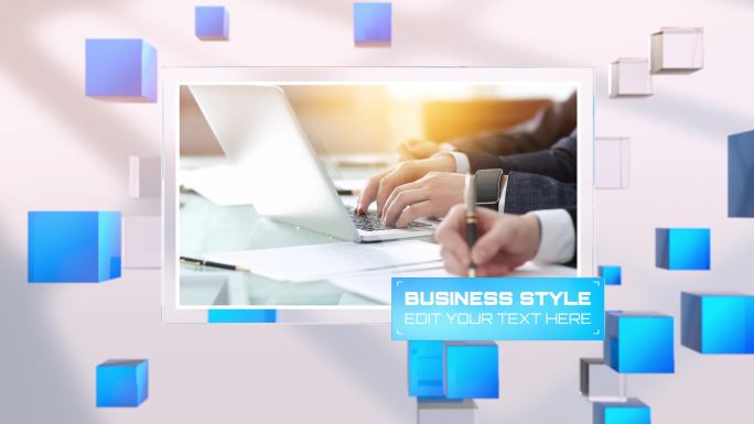 简洁玻璃质感三维商务图文展示AE模板