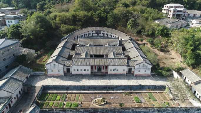 梅州仁寿庄 客家围屋航拍景观