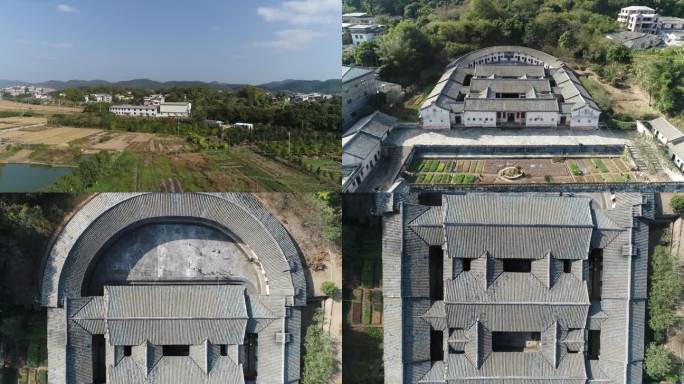 梅州仁寿庄 客家围屋航拍景观