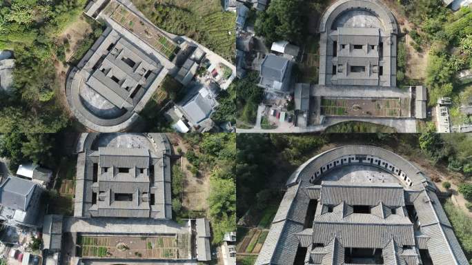 梅州仁寿庄 客家围屋航拍景观