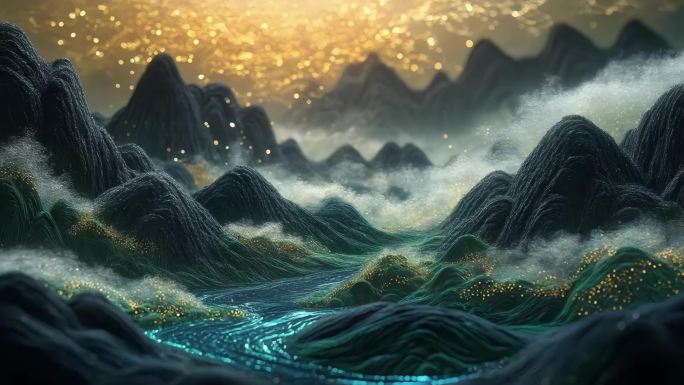 梦幻山峦星光点点