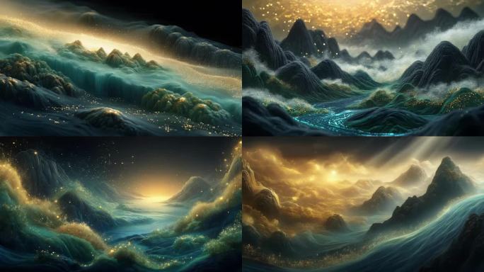 梦幻山峦星光点点