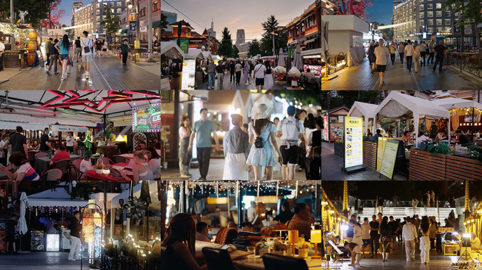 烟火气 夏天夜晚热闹街头夜市 快闪