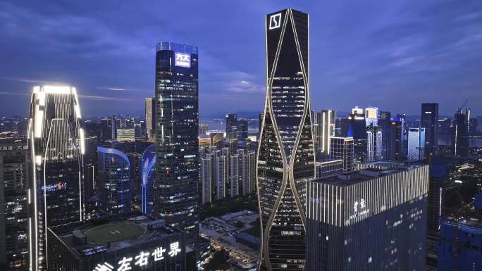 2025杭州市萧山钱江世纪城夜景蓝调航拍