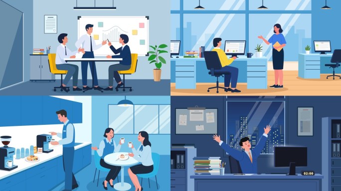 MG动画办公室人物场景