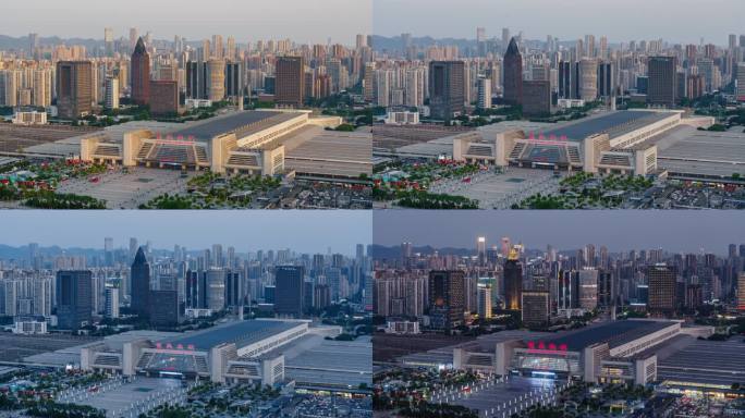 重庆北站火车站城市夜景延时摄影