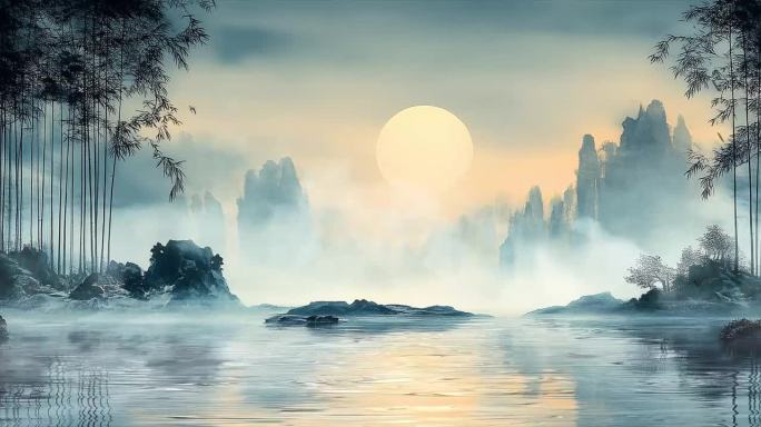 【6K】水墨意境山水节目背景