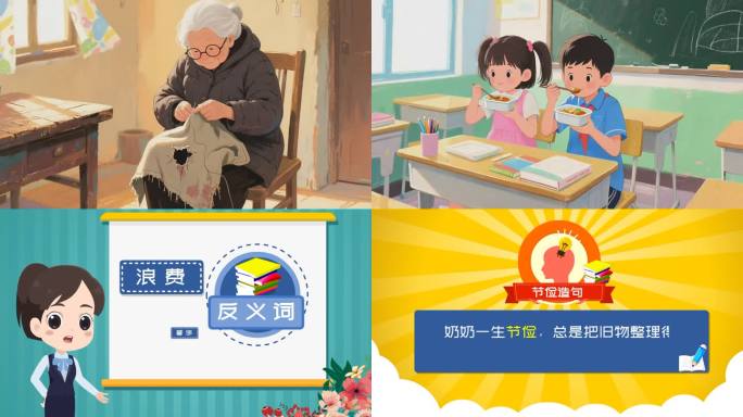 汉字词语动画节俭