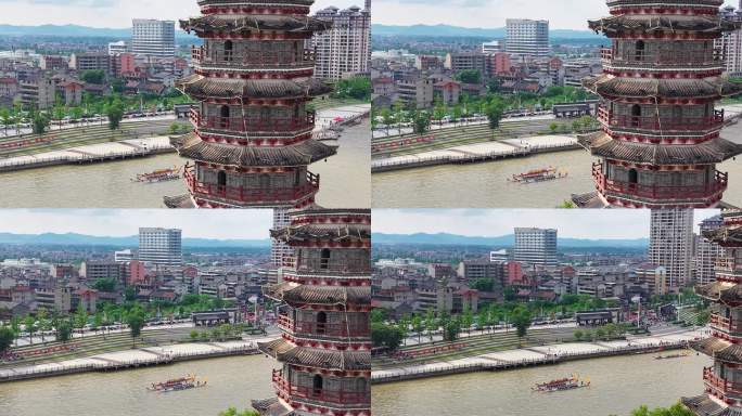 龙舟竞渡城市景观