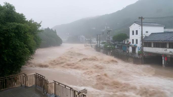 洪灾洪水泥石流山洪爆发家园淹没
