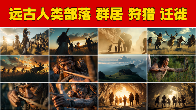 远古人类原始部落群居生活狩猎古人类打猎
