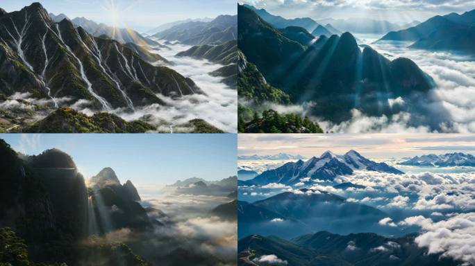 山脉航拍森林树木山脉云海绿洲环保氧吧