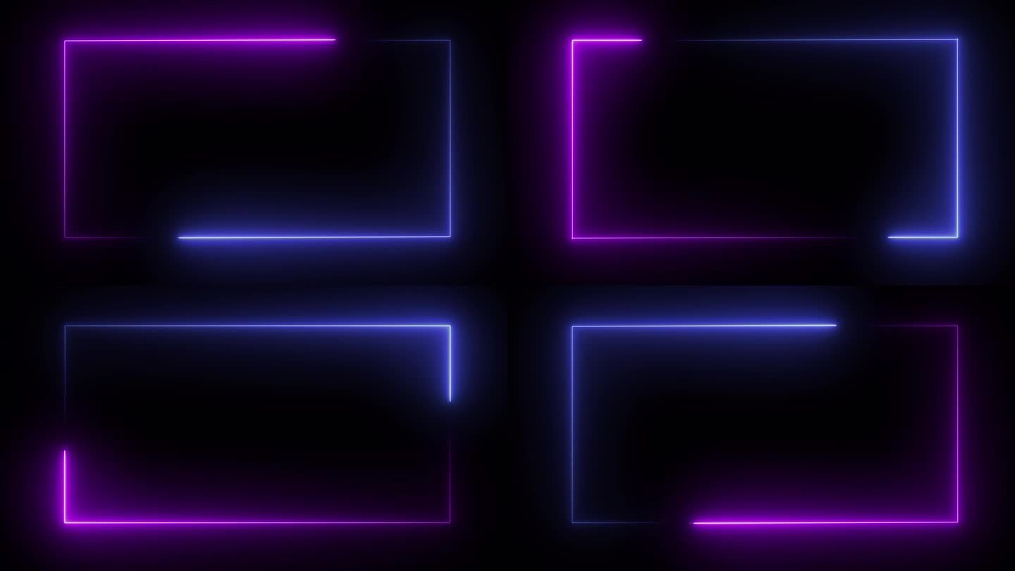 透明背景上的霓虹色框动画视频