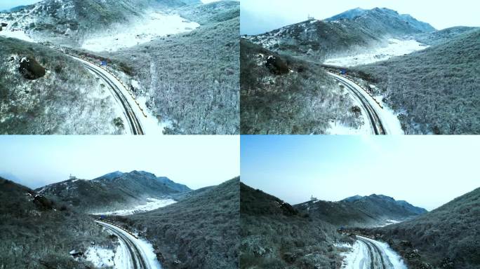 雪后山间公路航拍-H