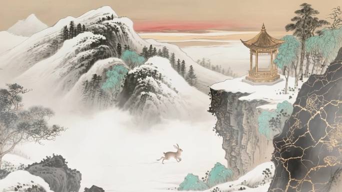 国风山水 千里江山图 水墨画 江山无限