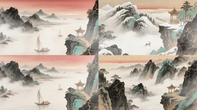 国风山水 千里江山图 水墨画 江山无限