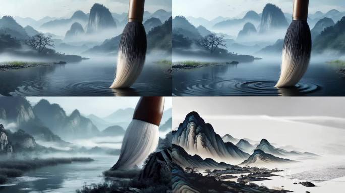 水墨意境山水画卷