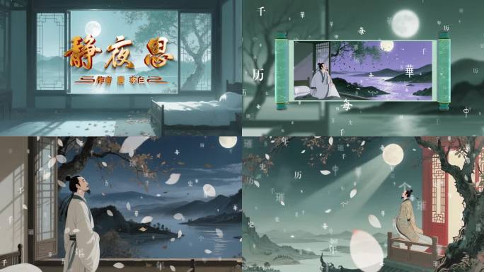 《静夜思》古诗词朗诵背景视频