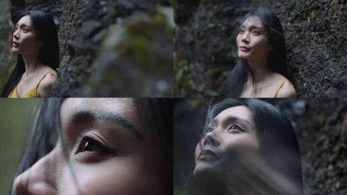 看石 观景 东方女性