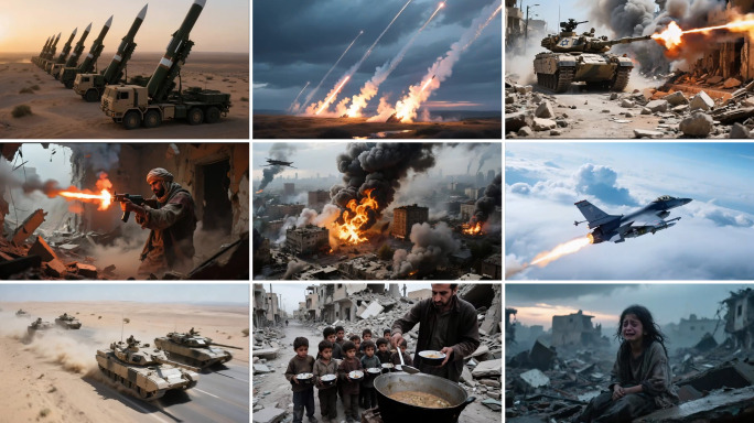 现代战争城市废墟  中东巴勒斯坦加沙儿童